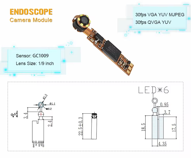 미니 1mp GC1009 센서 USB2.0 인터페이스 고속 내시경 카메라 모듈 